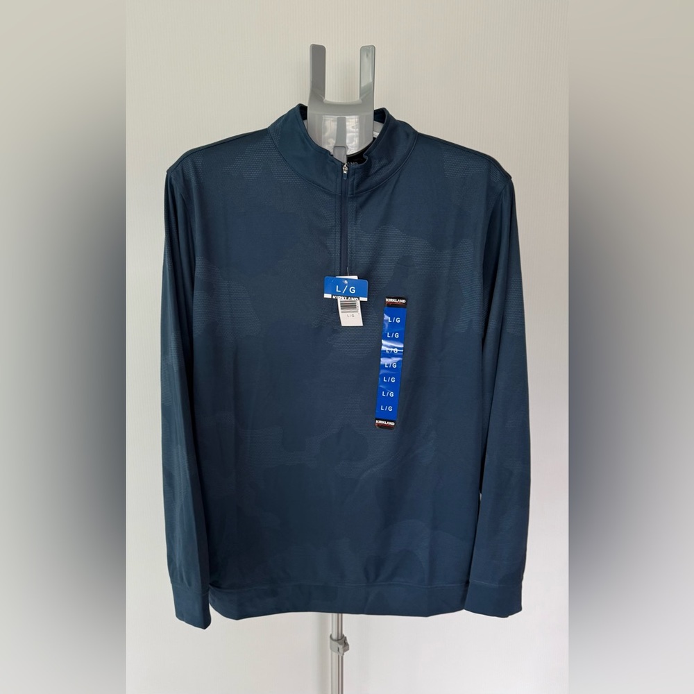 Kirkland Men's 1/4 Zip Performance Shirt Jacket Blue Size L New with Tags